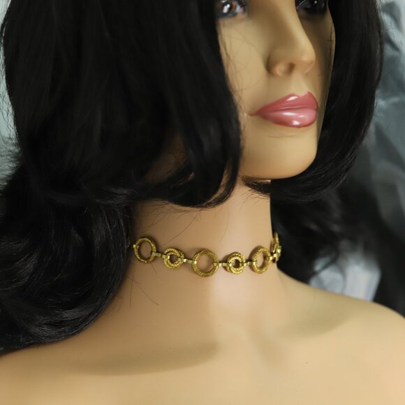 Chain Choker Necklace Adjustable Length Trendy Chokers circles design (#35) - Picture 9 of 10